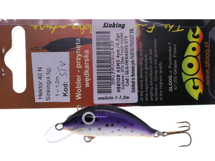Gloog Hektor 40N, 4cm, 4.5gr (Sinking), STV (Sea Trout Violet) - imagine 5