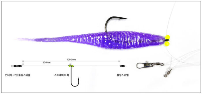 Damiki monturi drop shot Downshot Fishing Rig Set Straight Hook #5/0 (3buc/set) - imagine 3