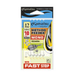 Kamatsu carlige Iseama legate cu fir monofilament 10cm pentru Method Feeder + Fast Stop, #10 (5buc/plic) - imagine 4