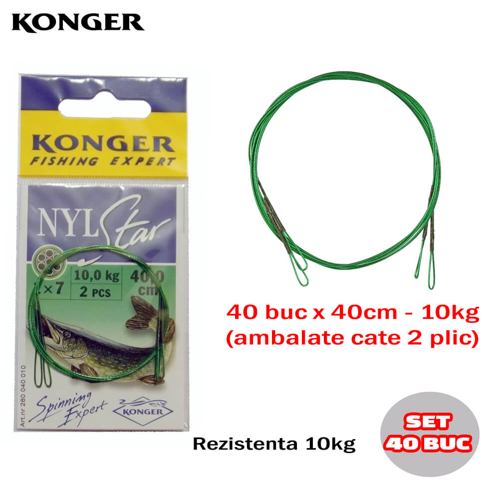 280040010-Cover Konger set 40 strune rapitori (20 plicuri x 2buc) Nylstar 1×7 40cm, 10kg (fara agrafa si vartej) - imagine 1